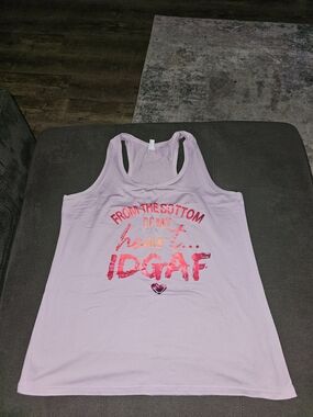 Light Pink Graphic Racerback Tank - "IDGAF"